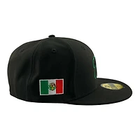 Mexico Black M Logo with Green Metallic Stitching Flag Patch New Era 59FIFTY Fitted Hat
