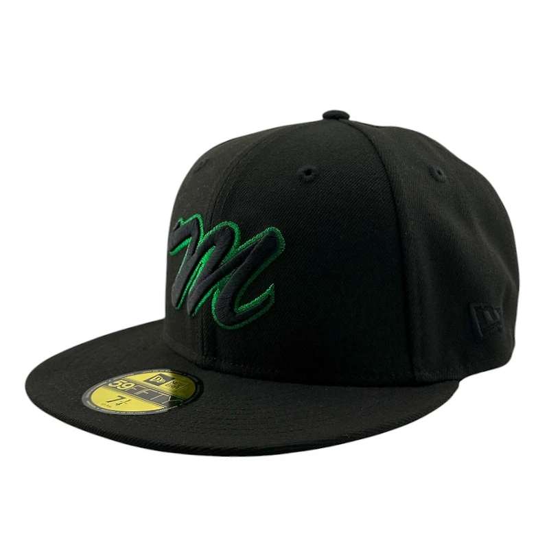 Mexico Black M Logo with Green Metallic Stitching Flag Patch New Era 59FIFTY Fitted Hat