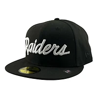 Las Vegas Raiders Black with White Script New Era 59FIFTY Fitted Hat