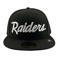 Las Vegas Raiders Black with White Script New Era 59FIFTY Fitted Hat