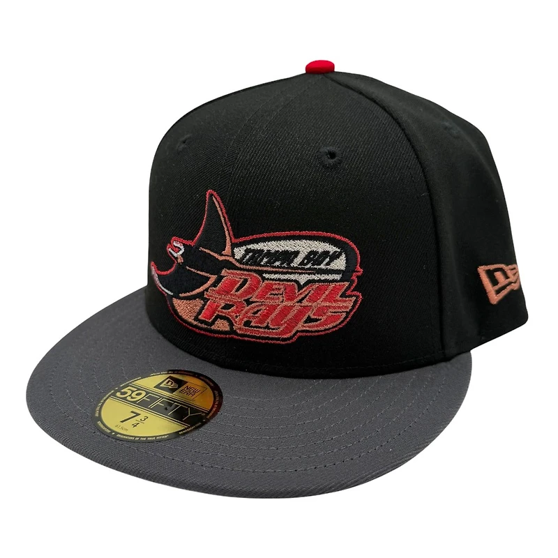 Tampa Bay Devil Rays Black and Graphite Tropicana Field Patch Grey UV New Era 59FIFTY Fitted Hat