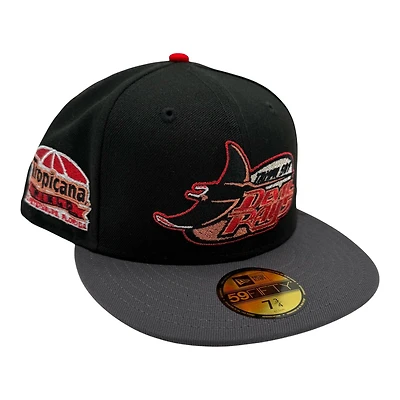 Tampa Bay Devil Rays Black and Graphite Tropicana Field Patch Grey UV New Era 59FIFTY Fitted Hat