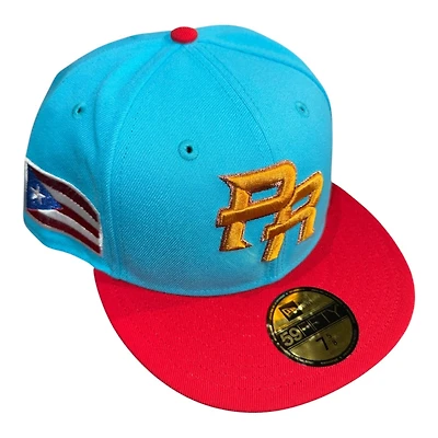 Puerto Rico Vice Blue and Scarlet Flag Patch Gray UV New Era 59FIFTY Fitted Hat