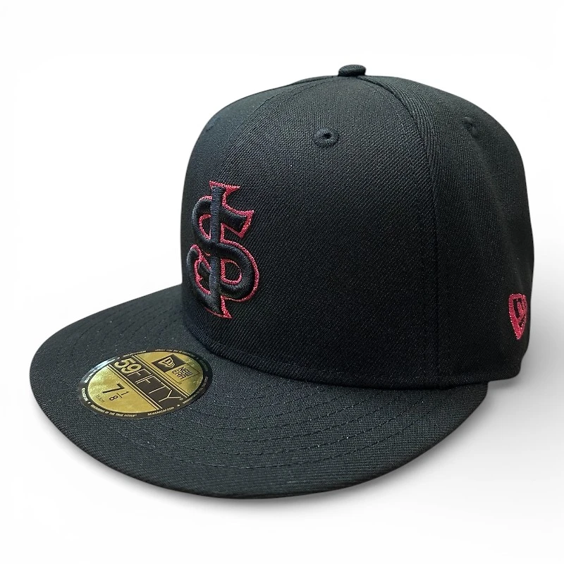 San Jose Giants Black and Red 25th Anniversary Patch Green UV MiLB New Era 59FIFTY Fitted Hat