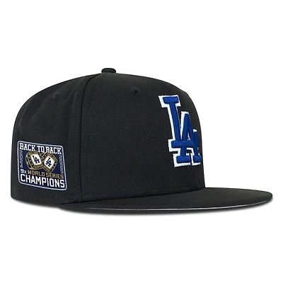 Los Angeles Dodgers Royal Back to WS Champs Ring Patch Grey UV New Era 59FIFTY Fitted Hat