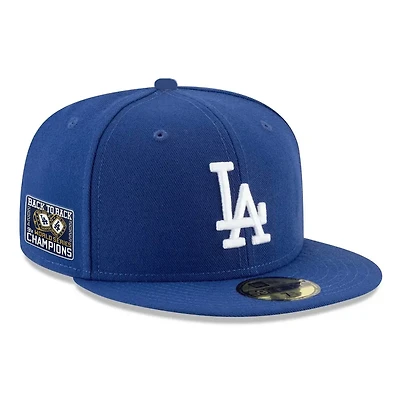 Los Angeles Dodgers Royal Blue Back to WS Champs Ring Patch Grey UV New Era 59FIFTY Fitted Hat