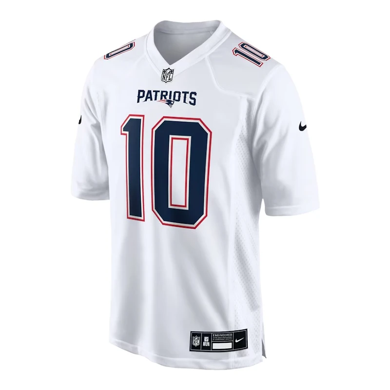 New England Patriots Drake Maye Tundra White Nike Game Jersey