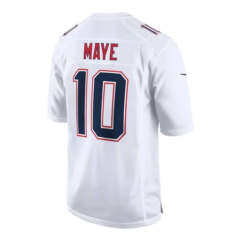 New England Patriots Drake Maye Tundra White Nike Game Jersey