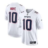 New England Patriots Drake Maye Tundra White Nike Game Jersey