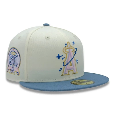 Anaheim Angels Chrome and Light Blue 50th Anniversary Patch Pink UV New Era 59FIFTY Fitted Hat