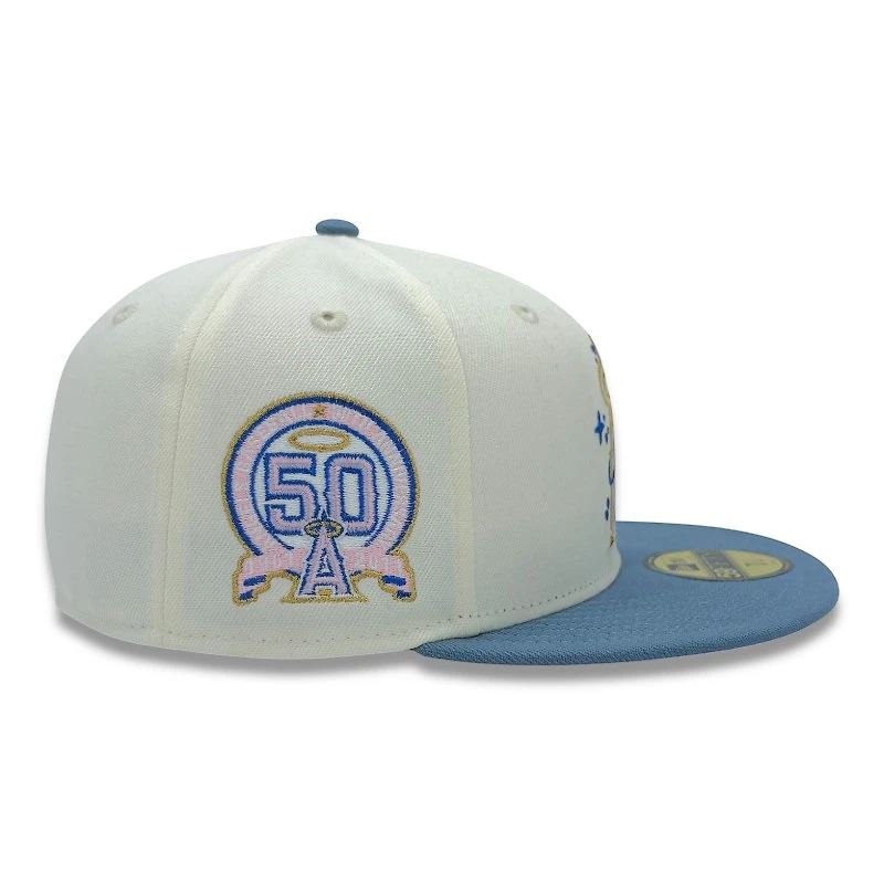 Anaheim Angels Chrome and Light Blue 50th Anniversary Patch Pink UV New Era 59FIFTY Fitted Hat