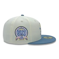 Anaheim Angels Chrome and Light Blue 50th Anniversary Patch Pink UV New Era 59FIFTY Fitted Hat
