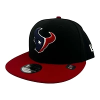 Youth Houston Texans Black and Red Basic New Era 9FIFTY Snapback Hat