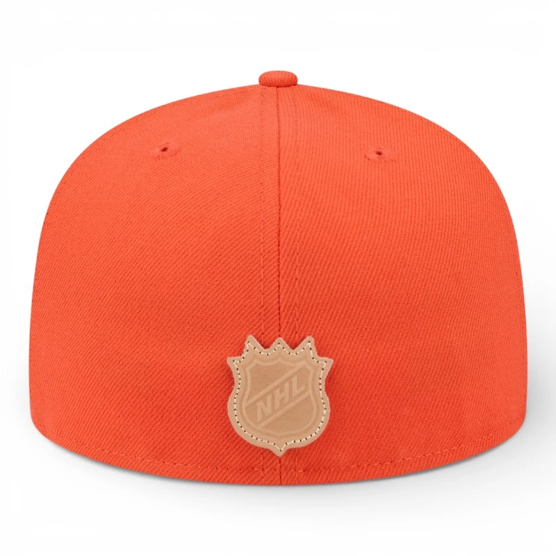 Anaheim Ducks Orange and Leather Visor NHL New Era 59FIFTY Fitted Hat