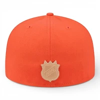 Anaheim Ducks Orange and Leather Visor NHL New Era 59FIFTY Fitted Hat