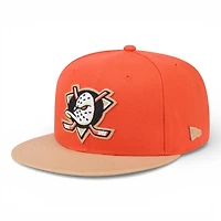 Anaheim Ducks Orange and Leather Visor NHL New Era 59FIFTY Fitted Hat