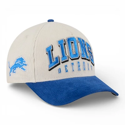 Detroit Lions Cream and Blue Stacked Corduroy New Era 9FORTY M-Crown A-Frame Adjustable Hat