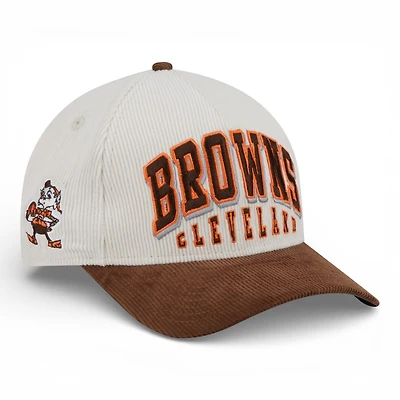 Cleveland Browns Cream and Brown Stacked Corduroy New Era 9FORTY M-Crown A-Frame Adjustable Hat
