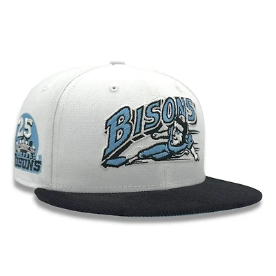 Buffalo Bisons White with Black Corduroy 25th Anniversary Patch Icy Blue UV MiLB New Era 59FIFTY Fitted Hat