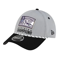 Seattle Seahawks Gray and Black 2025 NFC West Division Champions Locker Room New Era 9FORTY Adjustable Hat