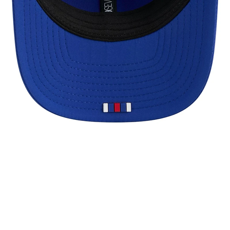New England Patriots Royal Blue 2025 NFL Sideline New Era 9SEVENTY Trucker Adjustable Snapback Hat