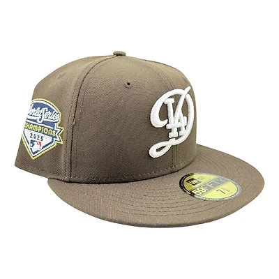 Los Angeles Dodgers Walnut Brown City Connect 2025 World Series Champions Patch Black UV New Era 59FIFTY Fitted Hat