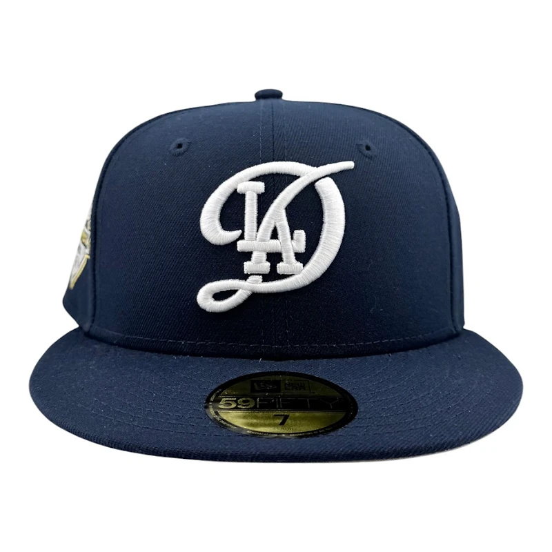 Los Angeles Dodgers Oceanside Blue City Connect 2025 World Series Champions Patch Grey UV New Era 59FIFTY Fitted Hat