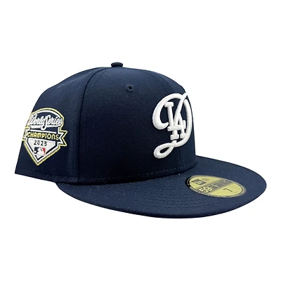 Los Angeles Dodgers Oceanside Blue City Connect 2025 World Series Champions Patch Grey UV New Era 59FIFTY Fitted Hat