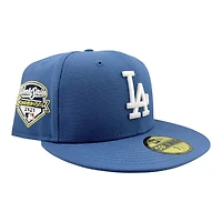 Los Angeles Dodgers Indigo Blue 2025 World Series Champions Patch Grey UV New Era 59FIFTY Fitted Hat