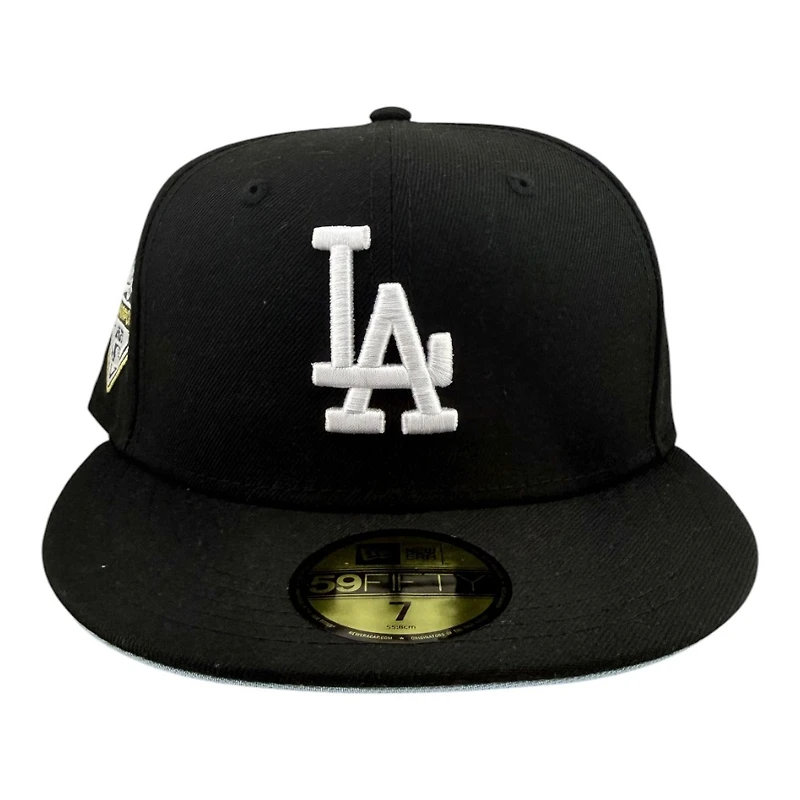 Los Angeles Dodgers Black and White 2025 World Series Champions Patch Icy Blue UV New Era 59FIFTY Fitted Hat