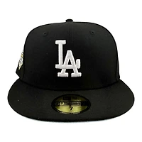 Los Angeles Dodgers Black and White 2025 World Series Champions Patch Icy Blue UV New Era 59FIFTY Fitted Hat