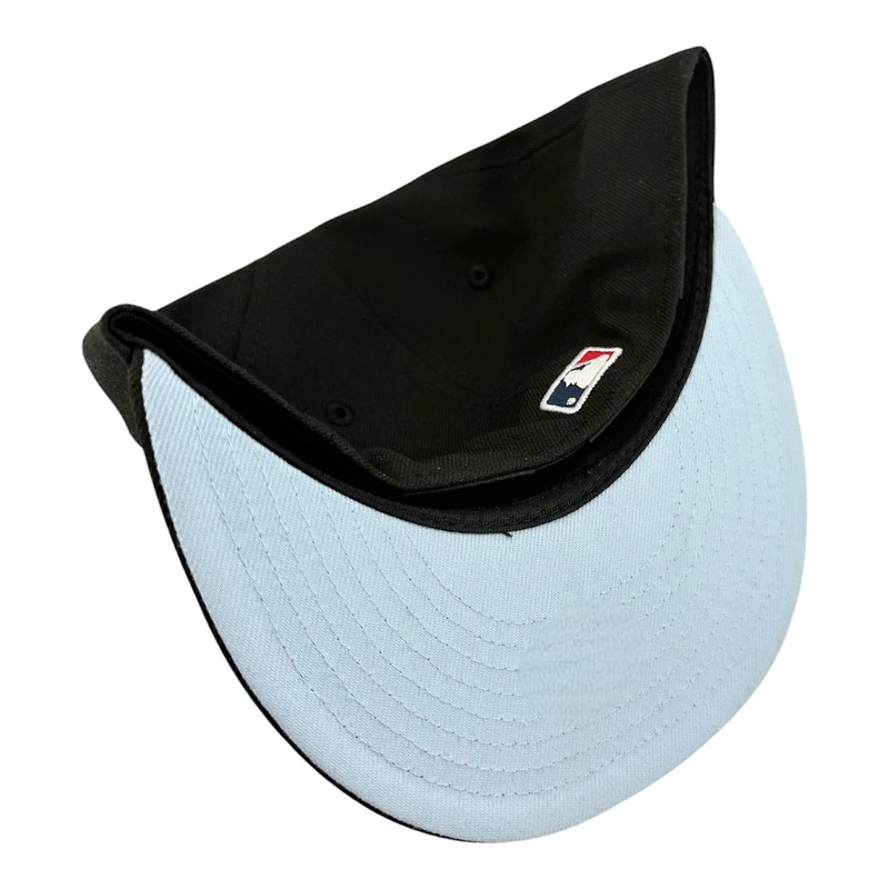 Los Angeles Dodgers Black and White 2025 World Series Champions Patch Icy Blue UV New Era 59FIFTY Fitted Hat