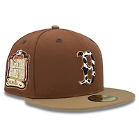 Boston Red Sox Brown Cow Print Logo 1999 All Star Game Patch Pink UV New Era 59FIFTY Fitted Hat