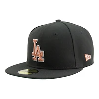 Los Angeles Dodgers Black with Copper LA Logo 50th Anniversary Patch Green UV New Era 59FIFTY Fitted Hat