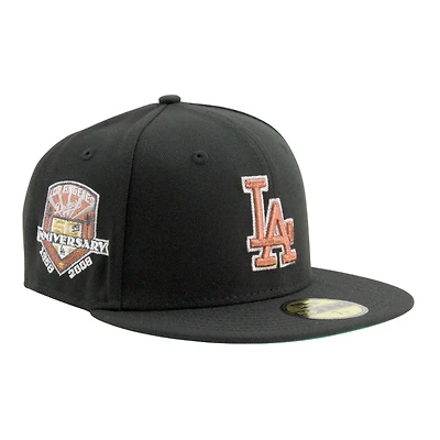 Los Angeles Dodgers Black with Copper LA Logo 50th Anniversary Patch Green UV New Era 59FIFTY Fitted Hat
