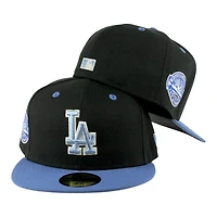 Los Angeles Dodgers Black and Blue Two Tone 50th Anniversary Patch Grey UV New Era 59FIFTY Fitted Hat