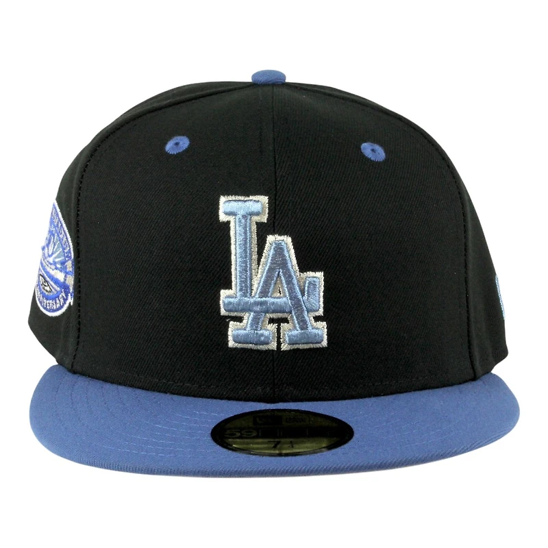 Los Angeles Dodgers Black and Blue Two Tone 50th Anniversary Patch Grey UV New Era 59FIFTY Fitted Hat