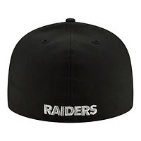 Las Vegas Raiders Black and Silver Logo Grey UV New Era 59FIFTY Fitted Hat