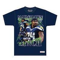 Seattle Seahawks Marshawn Lynch Navy Legendary Collage Stats Mitchell & Ness Short Sleeve T-Shirt