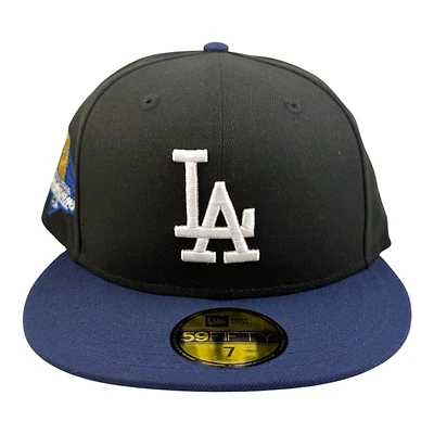 Los Angeles Dodgers Black and Ocean Blue Two Tone 2024 WS Champs Patch Grey UV New Era 59FIFTY Fitted Hat