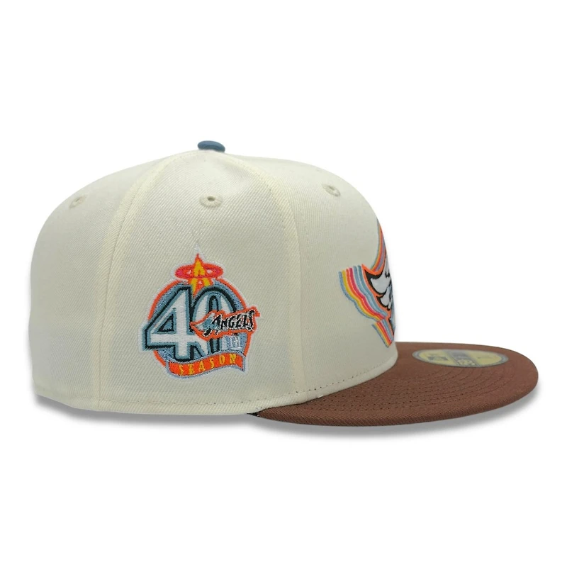 Los Angeles Angels Chrome and Walnut 40th Anniversary Patch Sky Blue UV New Era 59FIFTY Fitted Hat