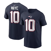 New England Patriots Drake Maye Navy Name & Number Nike T-Shirt