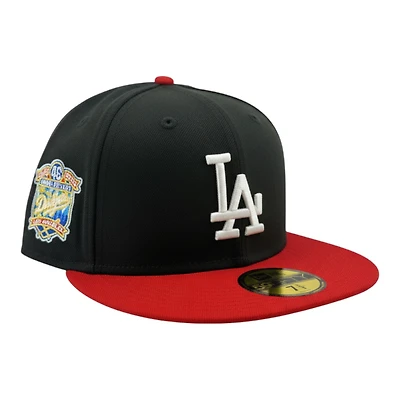 Los Angeles Dodgers Black and Red Two Tone 40th Anniversary Patch Grey UV New Era 59FIFTY Fitted Hat