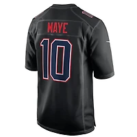 New England Patriots Drake Maye Super Bowl LX Patch Nike Carbon Black Fashion Game Jersey