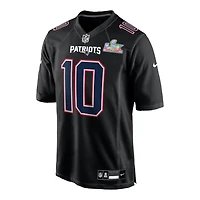 New England Patriots Drake Maye Super Bowl LX Patch Nike Carbon Black Fashion Game Jersey