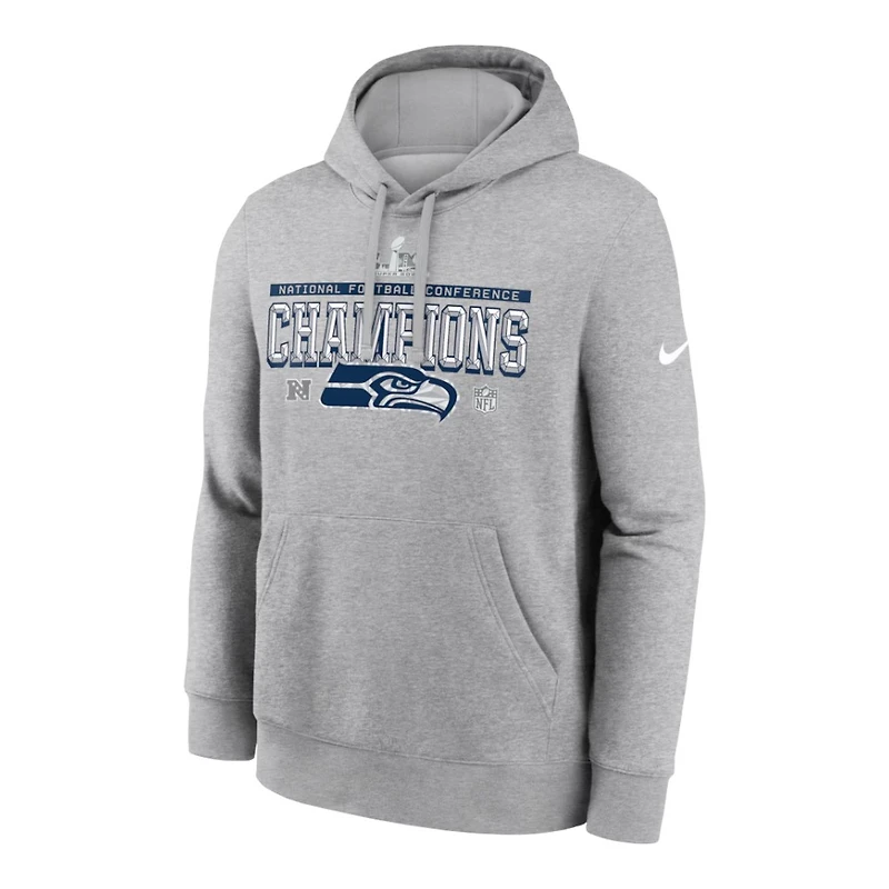 Seattle Seahawks Heather Gray Nike 2025 NFC Champions Locker Room Trophy Collection Hoodie