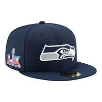 Seattle Seahawks College Navy Super Bowl LX Patch New Era 59FIFTY Fitted Hat