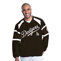 Los Angeles Dodgers Brown Script with White LA National League Patch G-III V-Neck Windbreaker Jacket