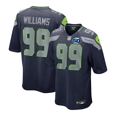 Seattle Seahawks Leonard Williams Navy 50th Season Patch Nike Team Game Jersey