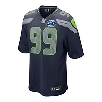 Seattle Seahawks Leonard Williams Navy 50th Season Patch Nike Team Game Jersey